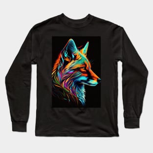 Colorful Fox: Adorable and Cute Wildlife Animals in Vibrant Colors Long Sleeve T-Shirt